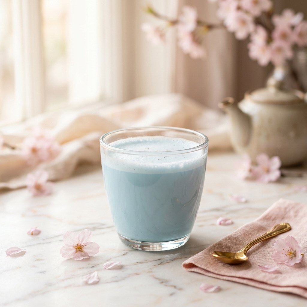 Baby Blue Moon — Blue raspberry sparkling water with silver luster dust. The caffeine-free Moon.