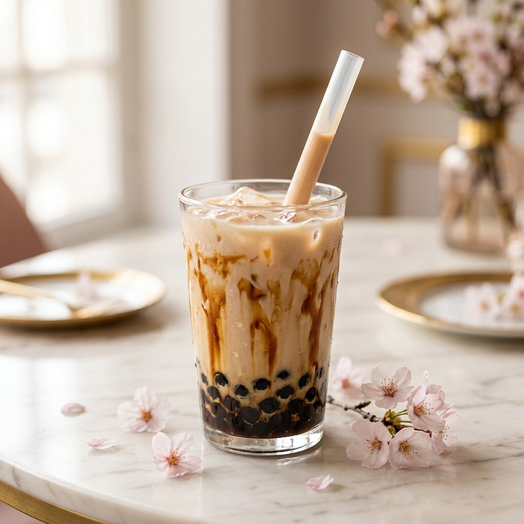 Brown Sugar Boba Milk Tea — Black tea, milk, brown sugar syrup, and tapioca pearls. The classic upgraded.
