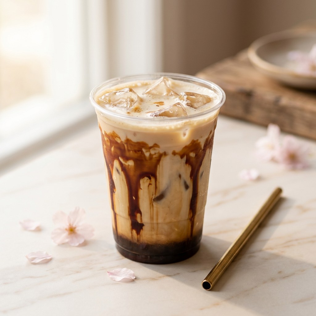 Brown Sugar Oat Latte — Espresso, house brown sugar syrup, and creamy oat milk. Our most popular latte — choose iced or hot.