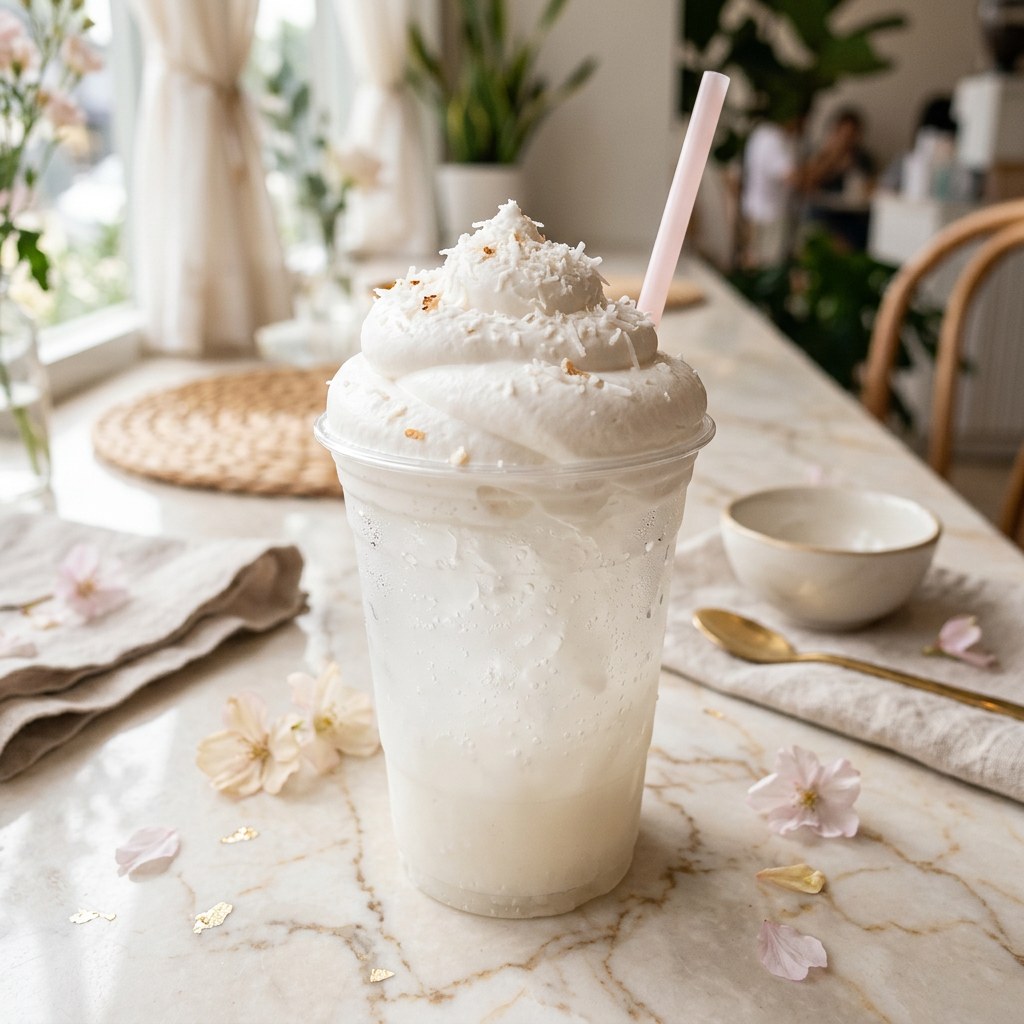 Coconut Cloud Soda — Sparkling water, coconut cream, vanilla, and toasted coconut.