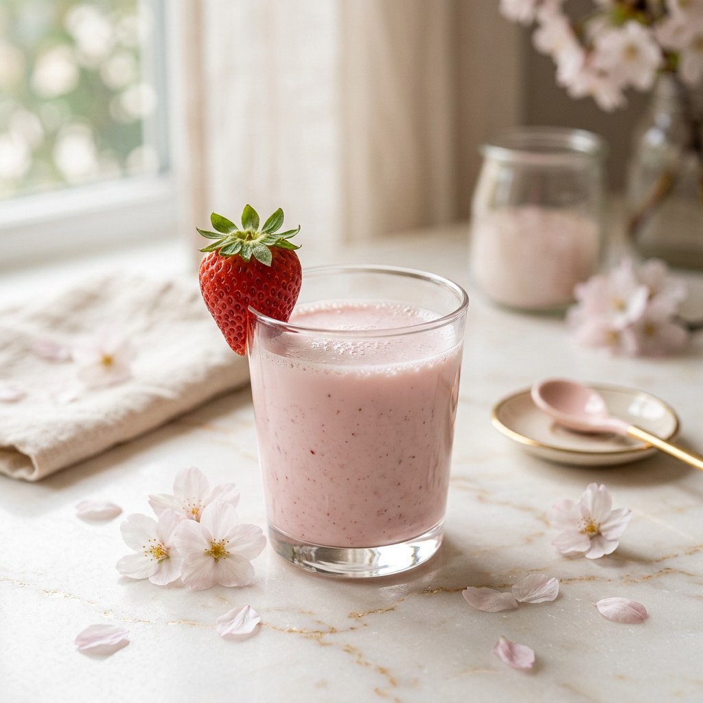 Ichigo Strawberry Milk — Fresh strawberry milk with a soft pink swirl. A storybook favorite.