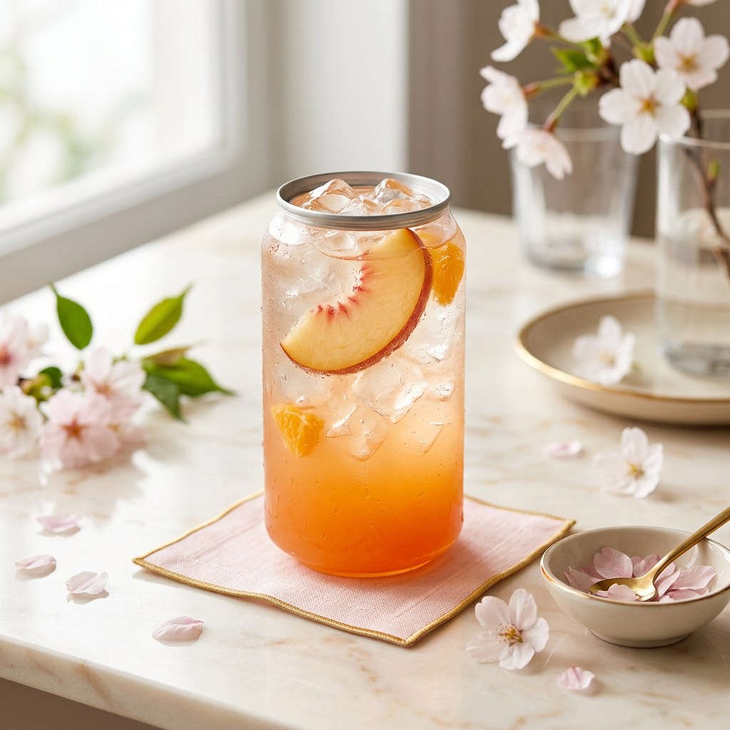 Peach Ginger Lemonade — Ripe peach purée, fresh lemon, and a snap of ginger.