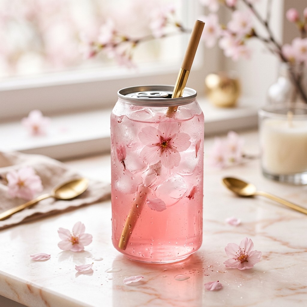 Sakura Lemonade — Cherry blossom syrup, lemon, and pink shimmer. A spring favorite.