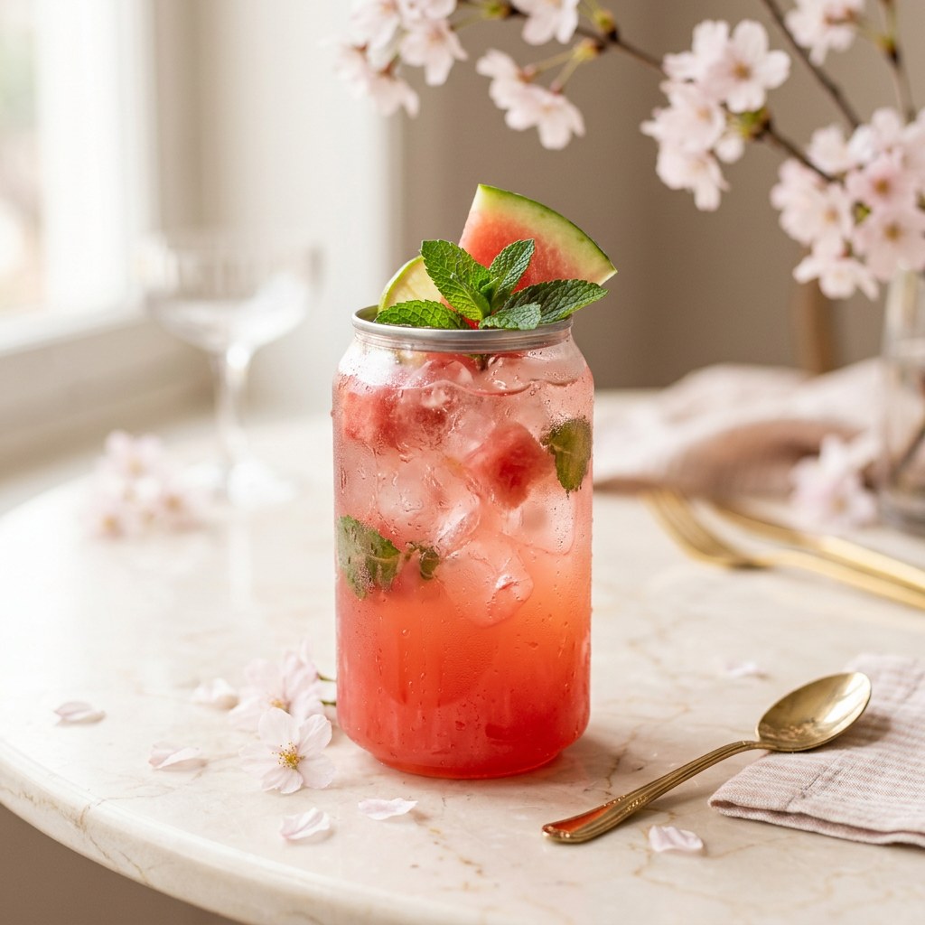 Watermelon Mint Cooler — Fresh watermelon, lemon, and mint. Crisp summer in a cup.